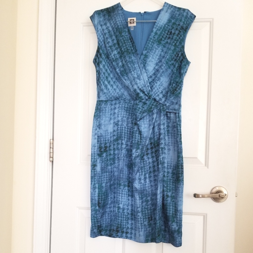 NWOT ANNE KLEIN Blue Faux Wrap Dress